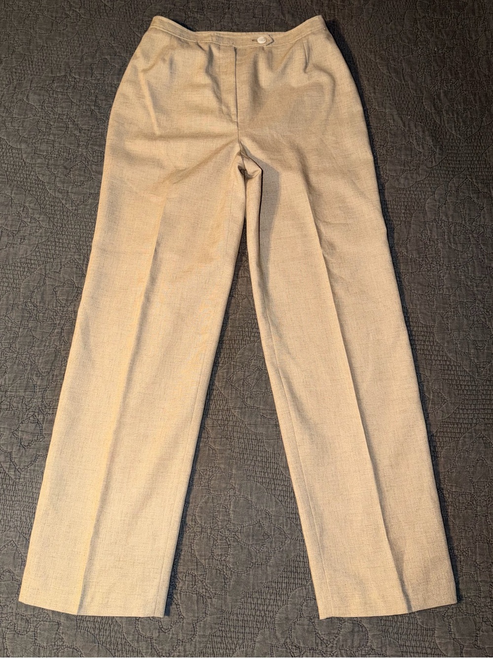 Evan Picone Vintage Linen-Blend Trousers-Beige Women’s Size-14